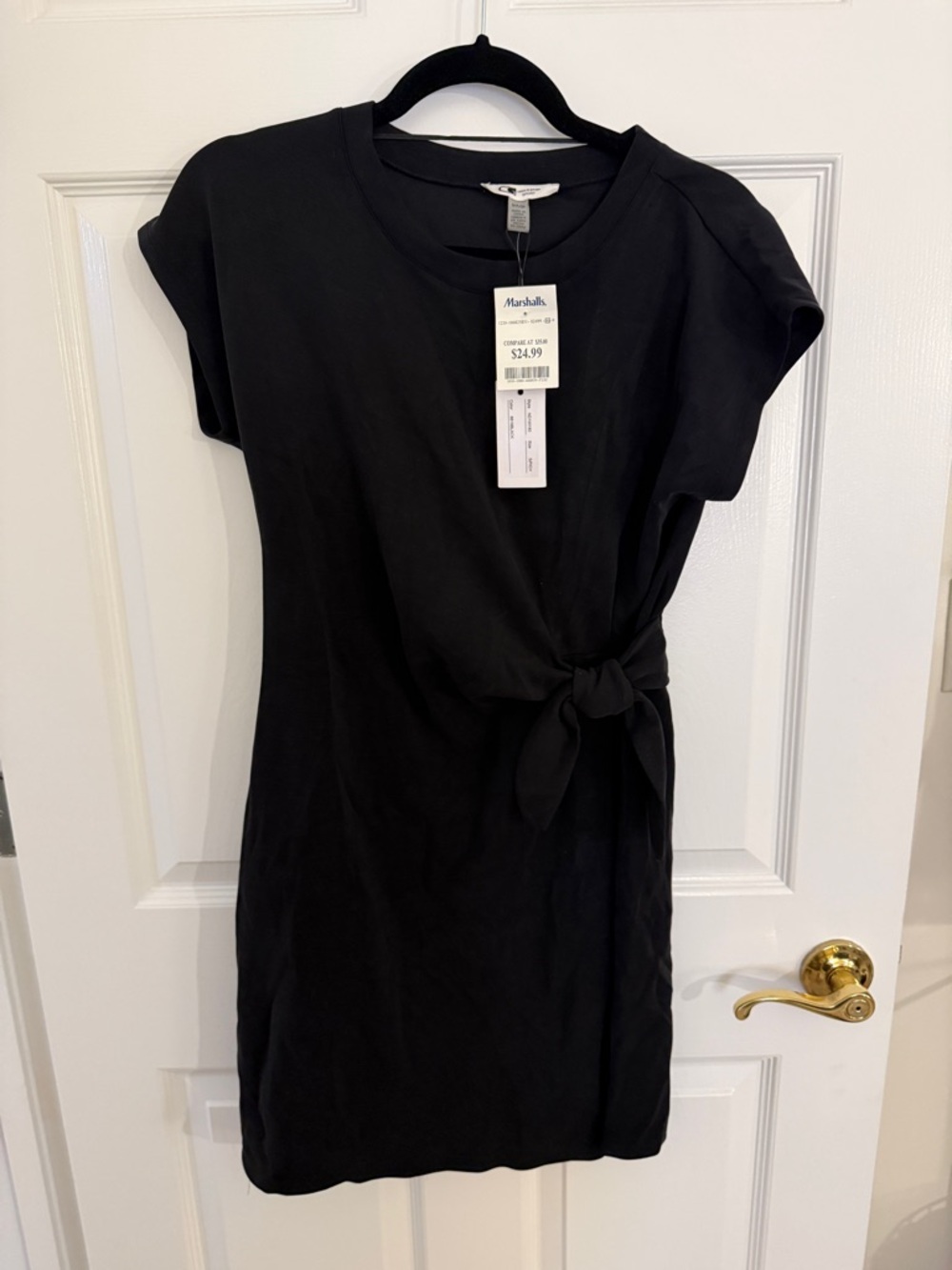 Marshalls Black Short Sleeve Tie-Waist Mini Dress